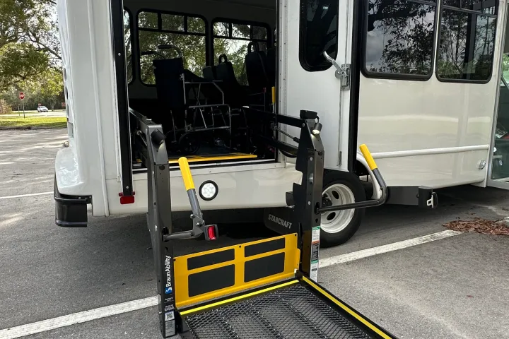 a bus that is parked on the side of a road
