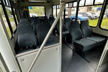 a bus that is sitting on a chair