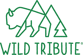 Green outline of bison and trees above the text 'Wild Tribute'.